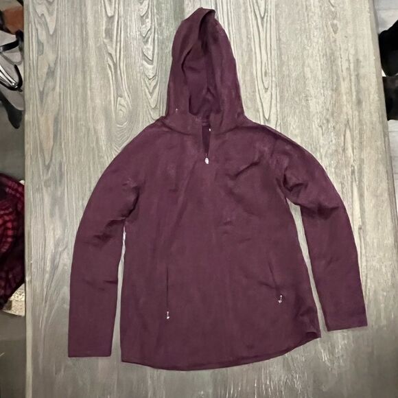 J. Jill Fit Performance Full Zip Hoodie Jacket Long Sleeve Heather Purple S - Picture 2 of 11